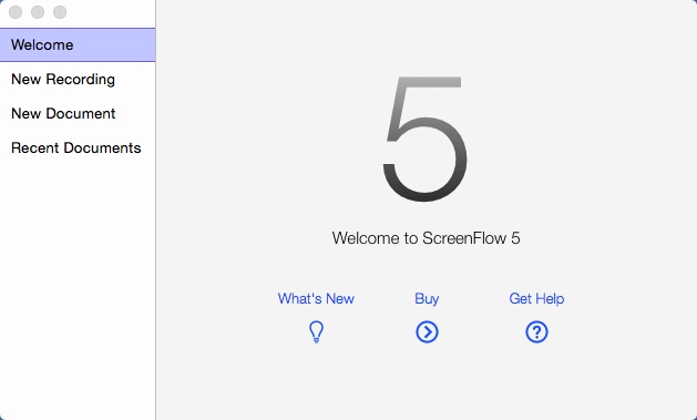 ScreenFlow 5.0 : Welcome Window