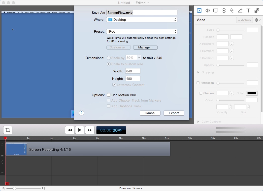 ScreenFlow 5.0 : Exporting Video Recording