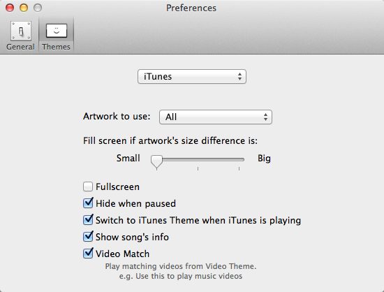 Backgrounds 1.3 : iTunes Options
