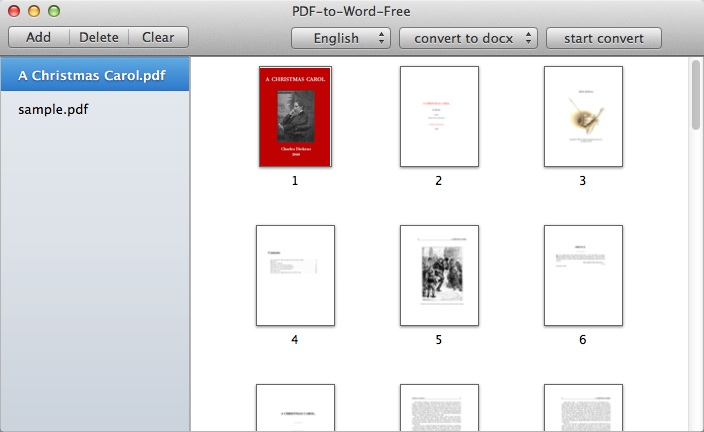 PDF-to-Word-Free 1.2 : Main Window