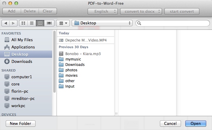 PDF-to-Word-Free 1.2 : Selecting Destination Folder