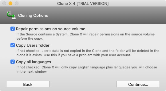 Clone X 4 4.3 : Cloning Options