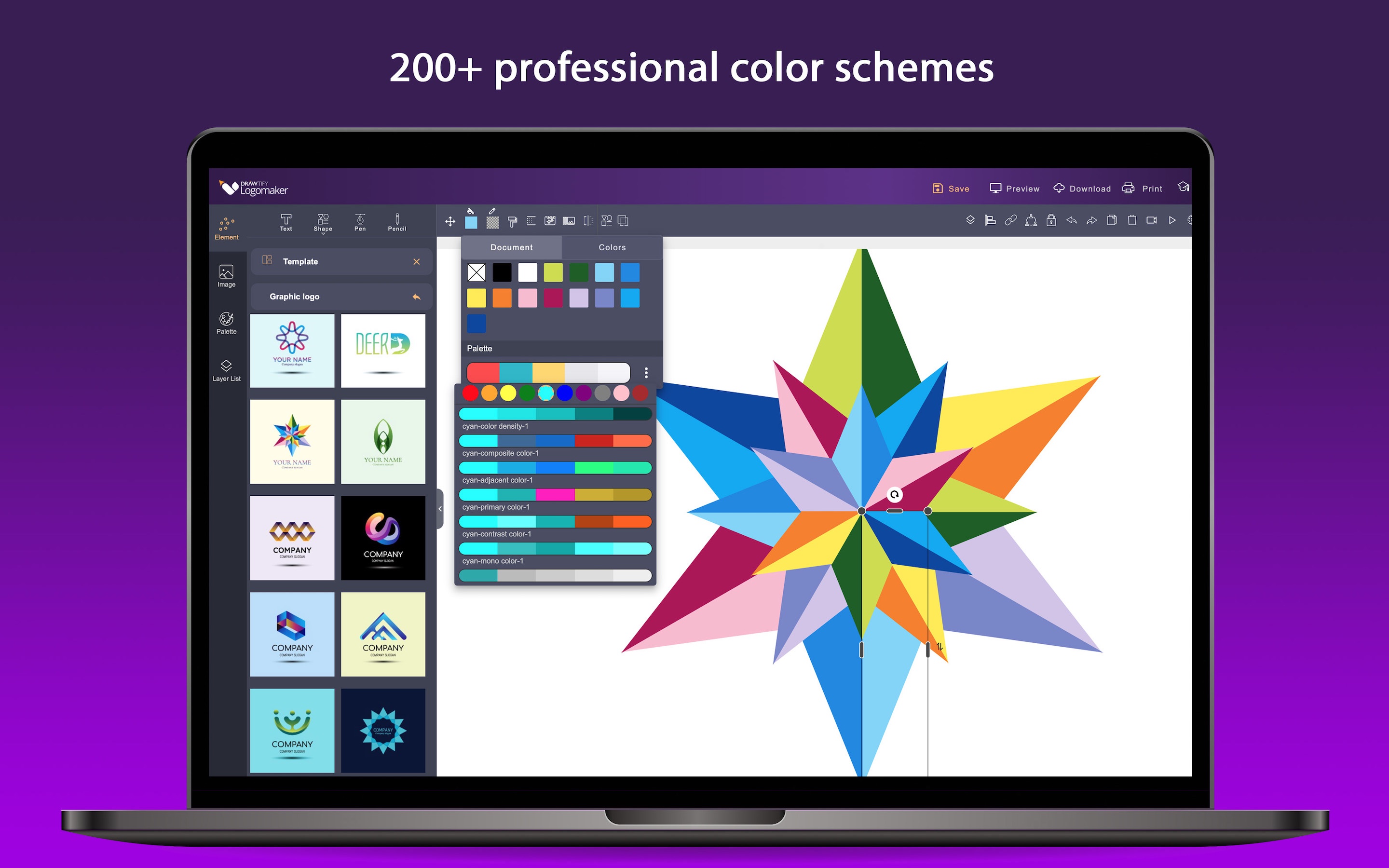 Drawtify LogoMaker Mac 1.15 : color schemes