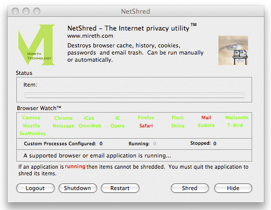 NetShred X 4.8 : Main Window