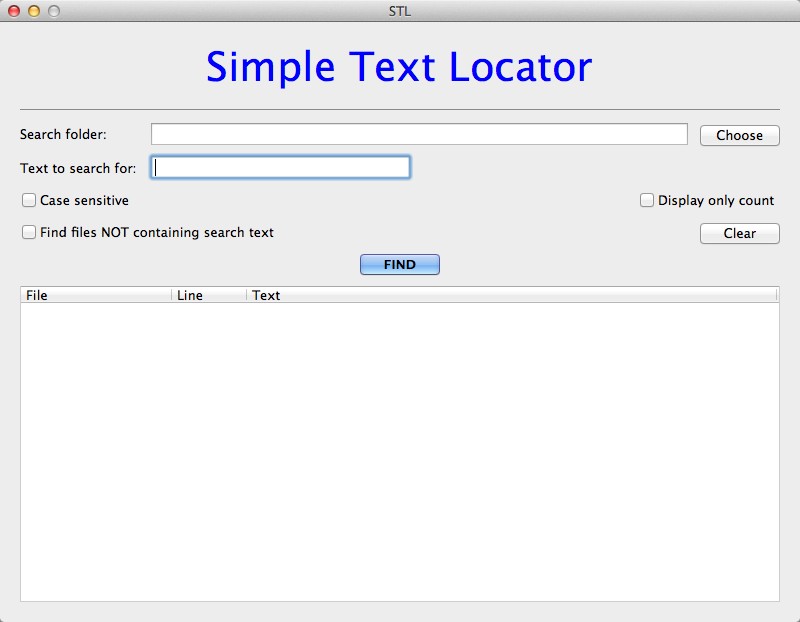 Simple Text Locator 1.0 : Main Window