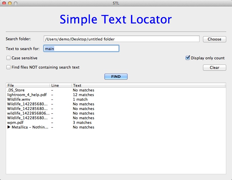 Simple Text Locator 1.0 : Display Only Count