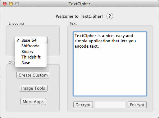 TextCipher 1.1 : Encoding Options