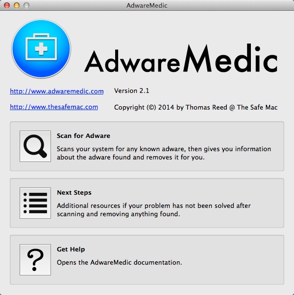 AdwareMedic : Main Window