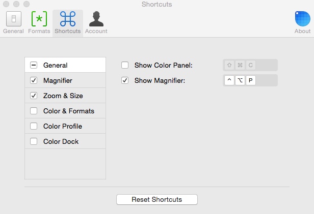 Sip 4.2 : Shortcut Keys Window