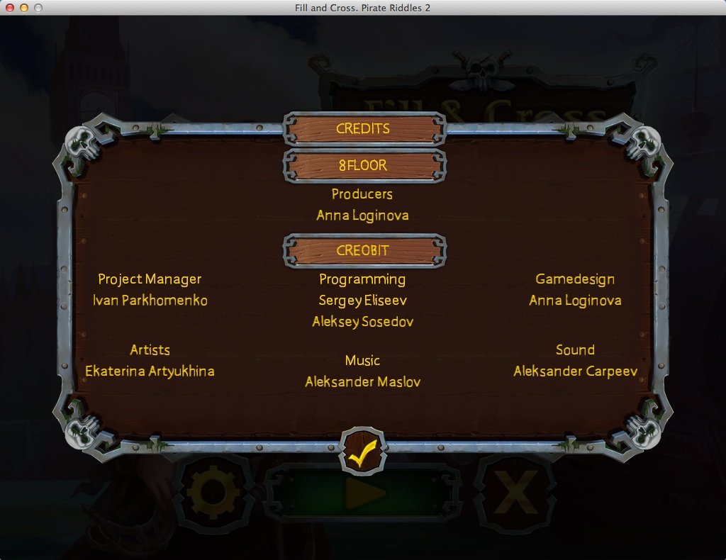 Fill and Cross. Pirate Riddles 2 : Credits Window