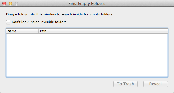 Find Empty Folders 1.0 : Main Window