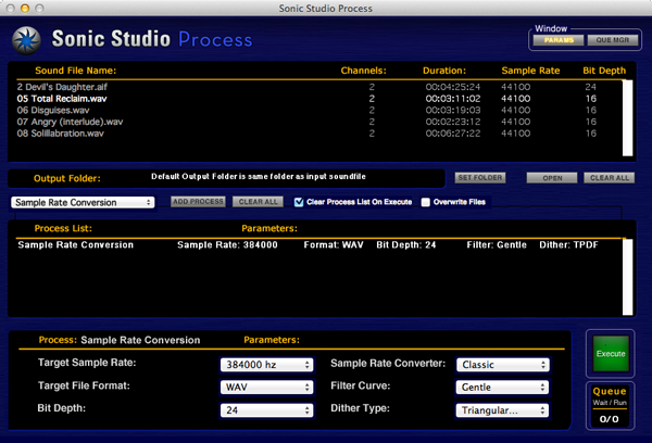 Sonic Studio Process 1.2 : Main Window