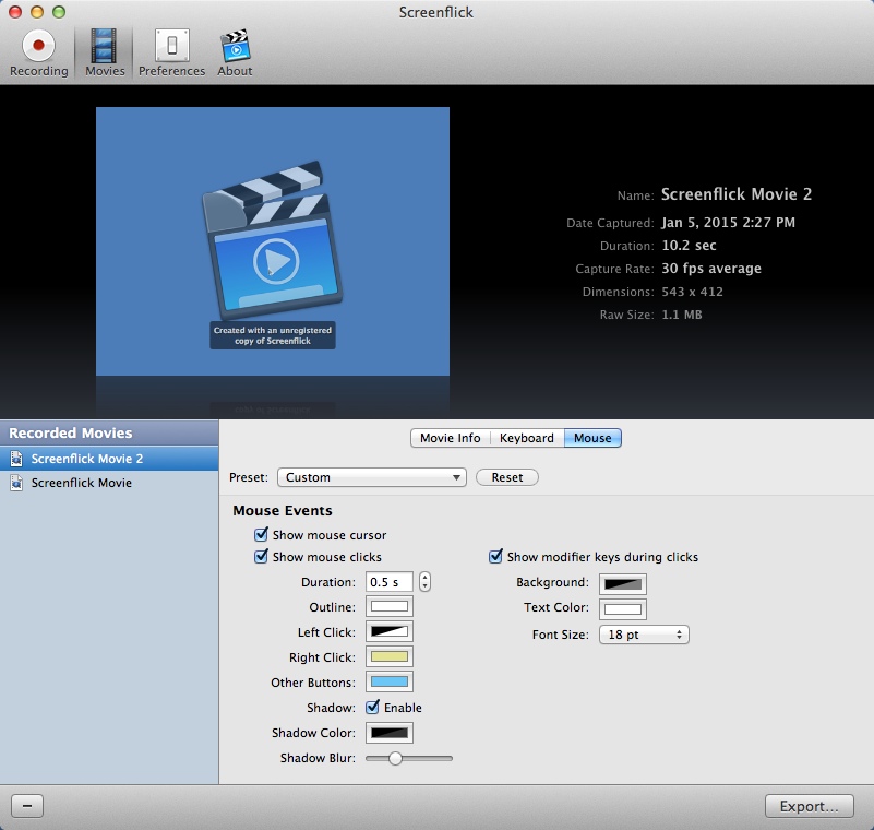 Screenflick 2.5 : Configuring Output Settings