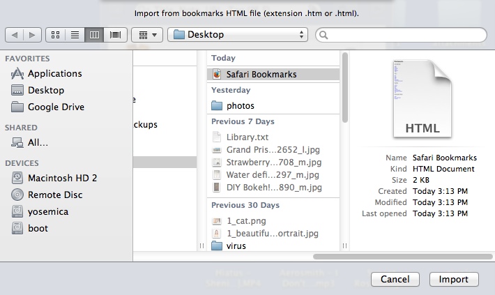 Little Bookmark Box 3.0 : Importing Safari Bookmark File