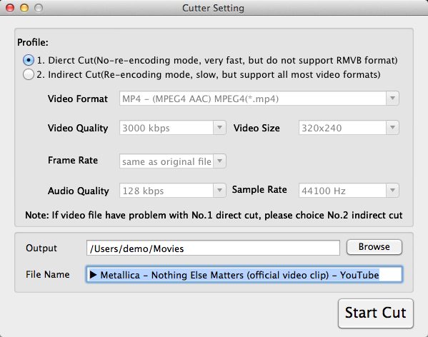 Free Video Cutter Joiner 2.0 : Cutter Setting