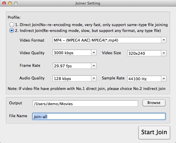 Free Video Cutter Joiner 2.0 : Joiner Setting