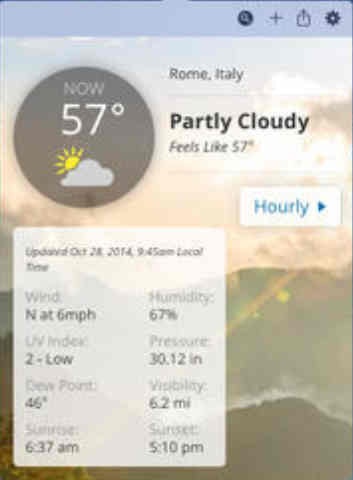 Widget for The Weather Channel 1.1 : Main Window