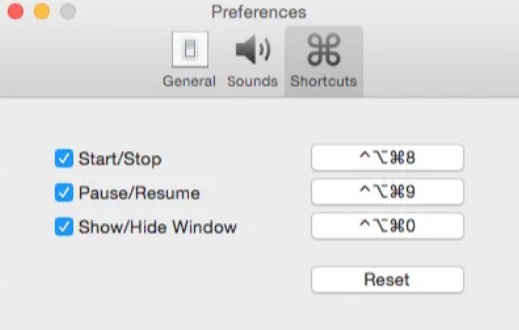 Focus Timer 1.4 : Shortcuts Preferences