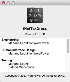 iNetTaxGross 1.1 : About Window
