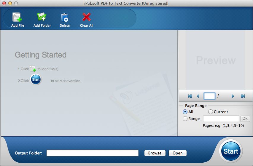 iPubsoft PDF to Text Converter 2.1 : Main Window