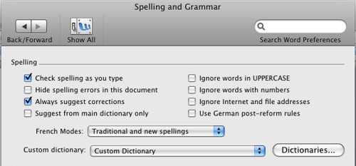 Inductel Med Spell Checker 14.0 : Preferences Window