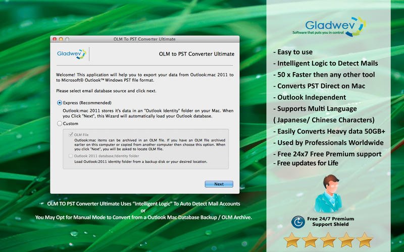 OLM Converter Ultimate - AppEd 1.7 : Main Window