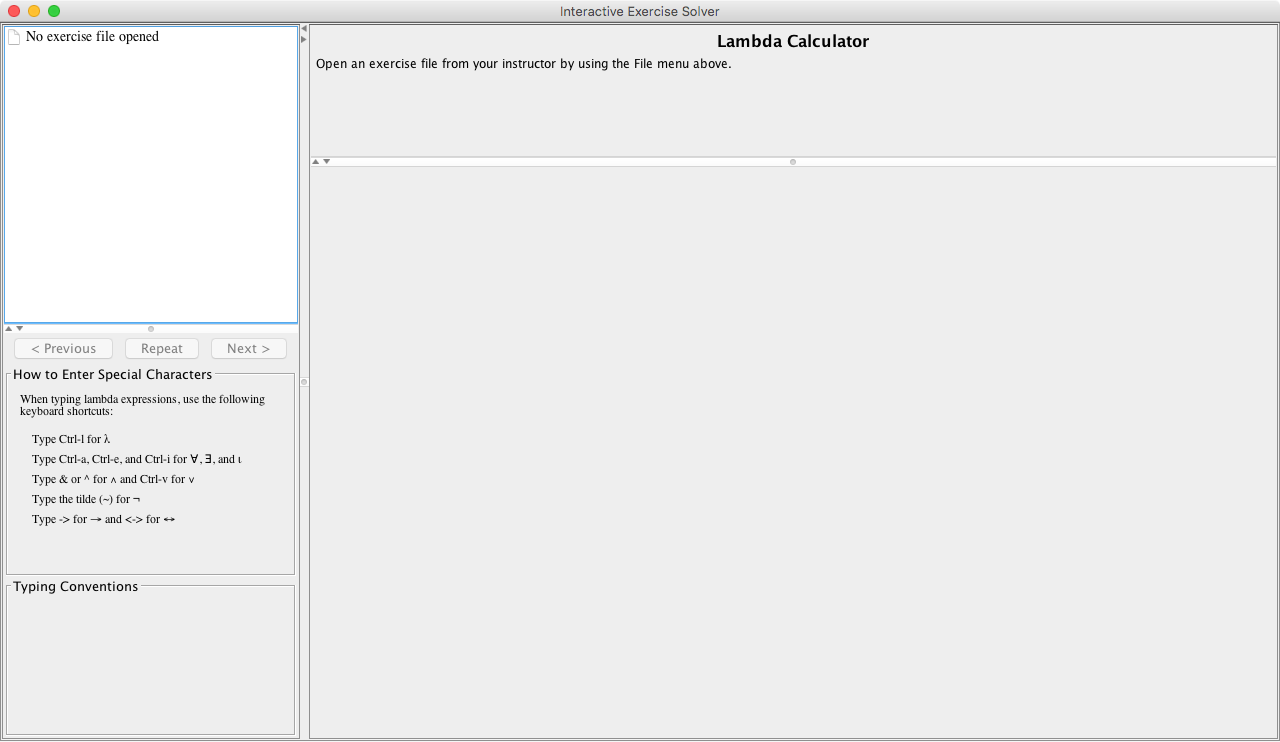 Lambda Calculator SE 2.1 : Main window