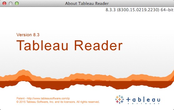 Tableau Reader 8.3 : About Window