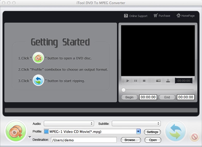 iTool DVD To MPEG Converter 1.0 : Main Window