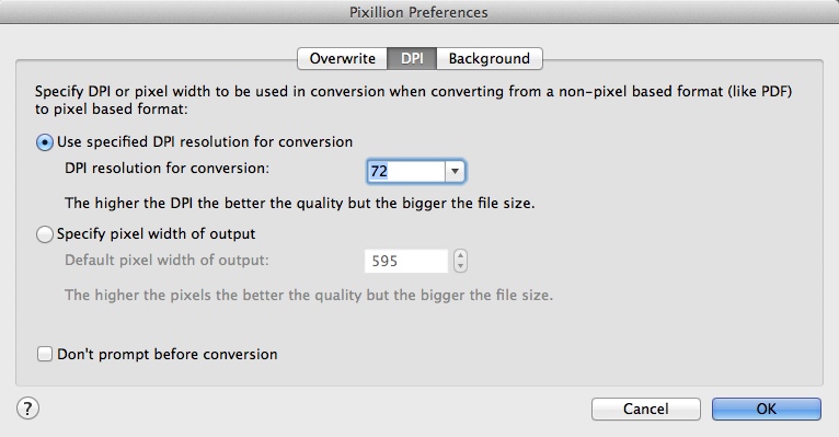 Pixillion Image Converter Software 2.8 : Program Preferences