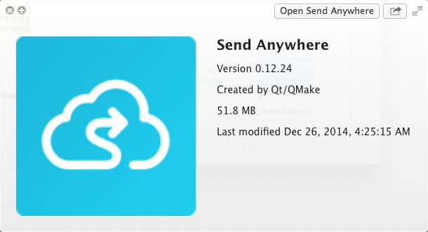 SendAnywhere 0.1 : Version Window