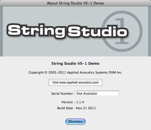 String Studio 1.1 : About window