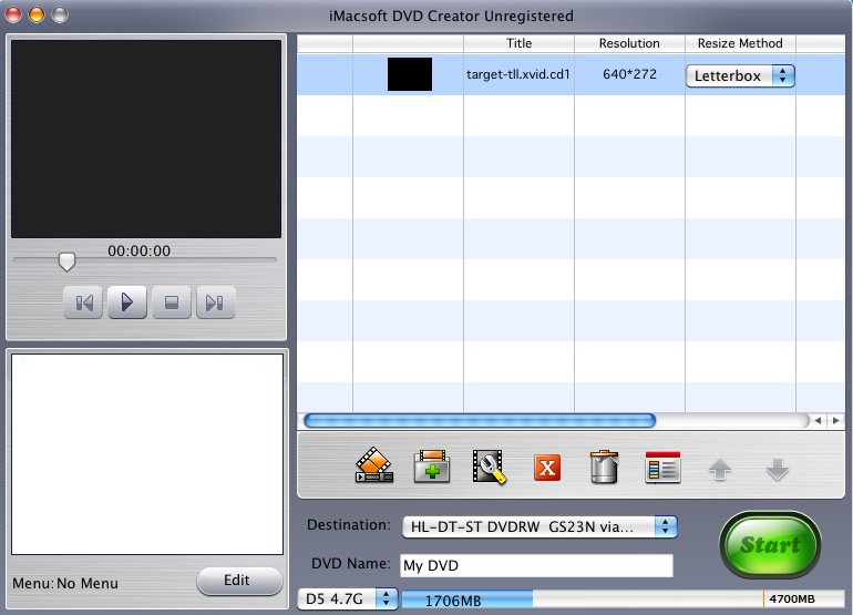 iMacsoft DVD Creator 2.6 : Main window