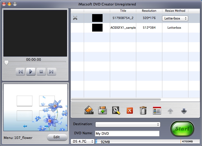 iMacsoft DVD Creator 3.0 : Main Window