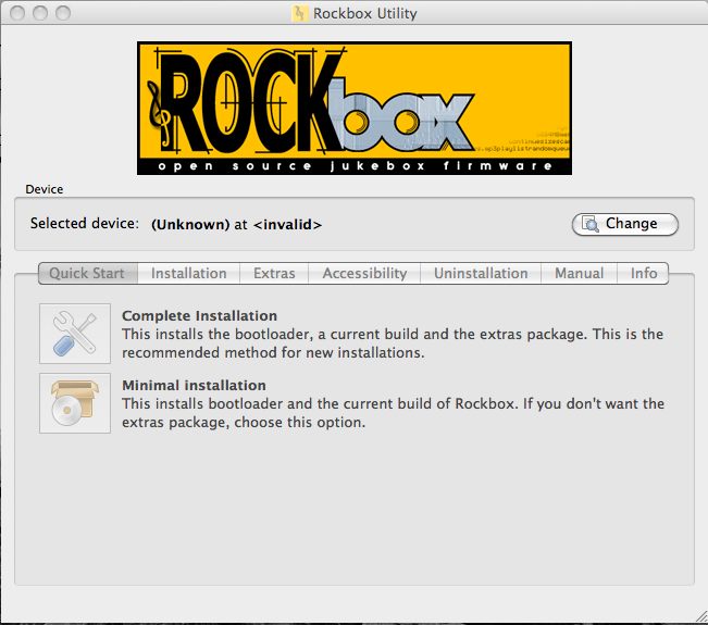 RockboxUtility 1.2 : Main window