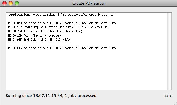 Create PDF Server 4.0 : Main window