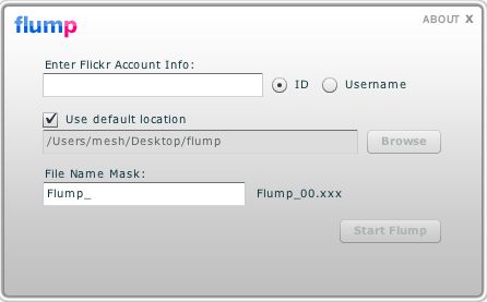 flump 0.9 : Entering Flickr account