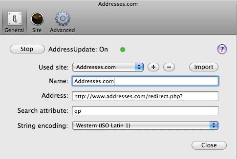 AddressUpdate 1.0 : Preferences