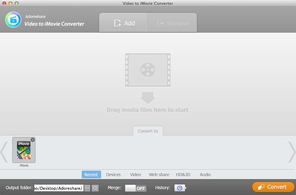 Video to iMovie Converter 2.0 : Main Window