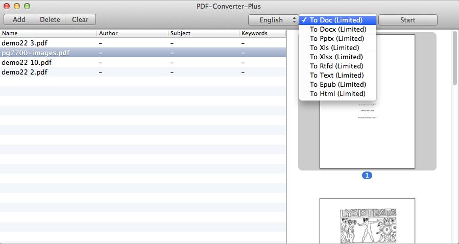 PDF-Converter-Plus 1.0 : Conversion Options