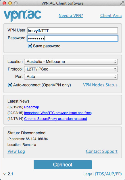 VPN.AC 2.1 : Main Window