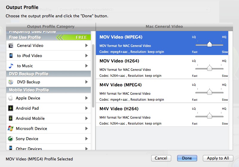 WinX iPod Ripper for Mac 4.0 : Output Options