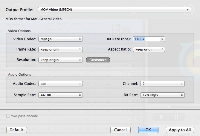 WinX iPod Ripper for Mac 4.0 : Profile Settings