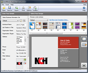 CardWorks Business Card Software 1.15 : Main Window