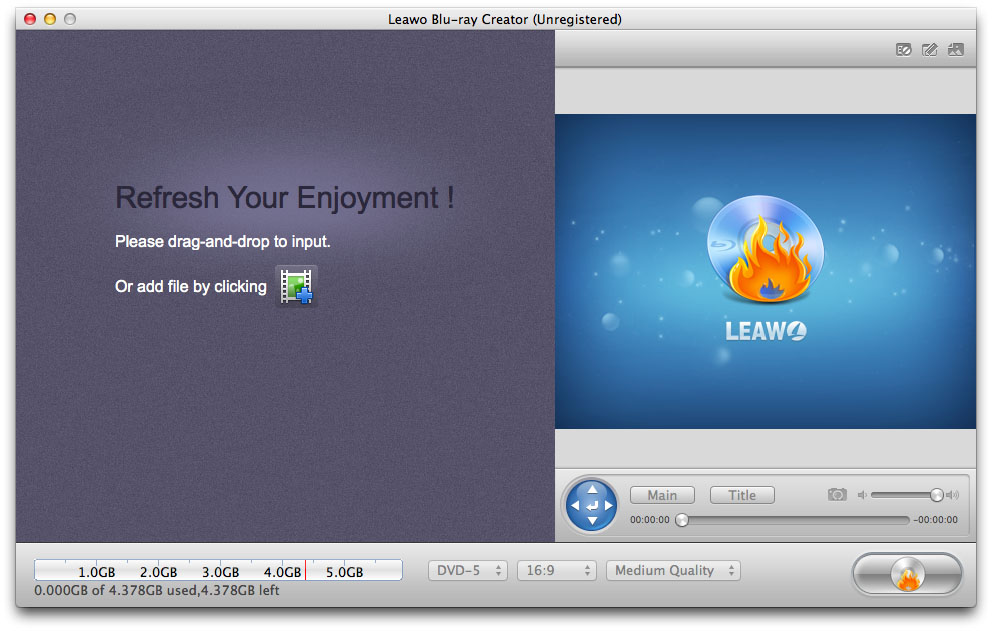 Leawo Blu-ray Creator for Mac 2.0 : Main Window