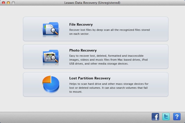 Leawo Data Recovery for Mac 2.1 : Main Window