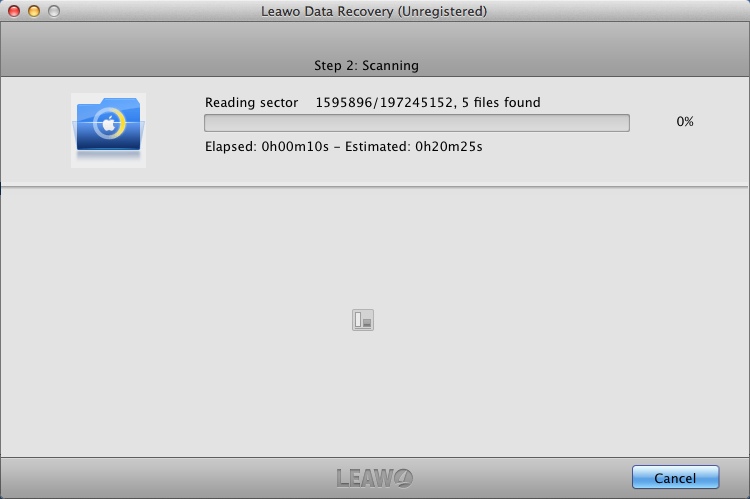 Leawo Data Recovery for Mac 2.1 : Scanning Drive