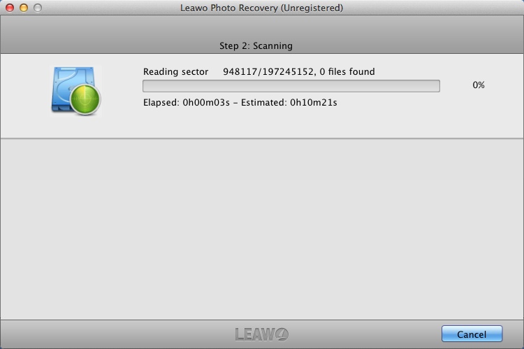 Leawo Photo Recovery for Mac 2.1 : Scanning Drive