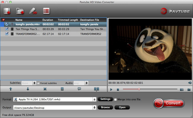 Pavtube HD Video Converter for Mac 3.6 : Main Window