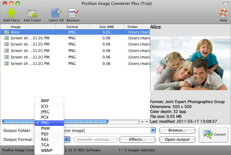 Pixillion Image Converter 2.76 : Main Window